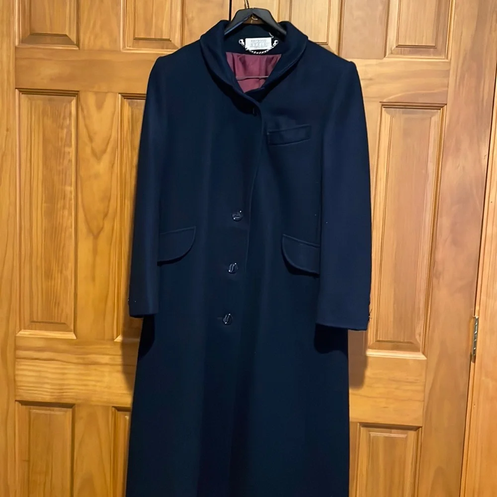 Raywood and Srein Wool Navy Dress Coat Jacket Small Medium Vintage - Picture 1 of 15